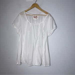 Goubi White Short Sleeve Fitted Tunic Top Cotton XXXL